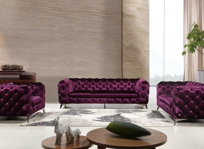 Sofa XXL Big Chesterfield Couch Upholstery Suite Fabric 3+3 designer couches